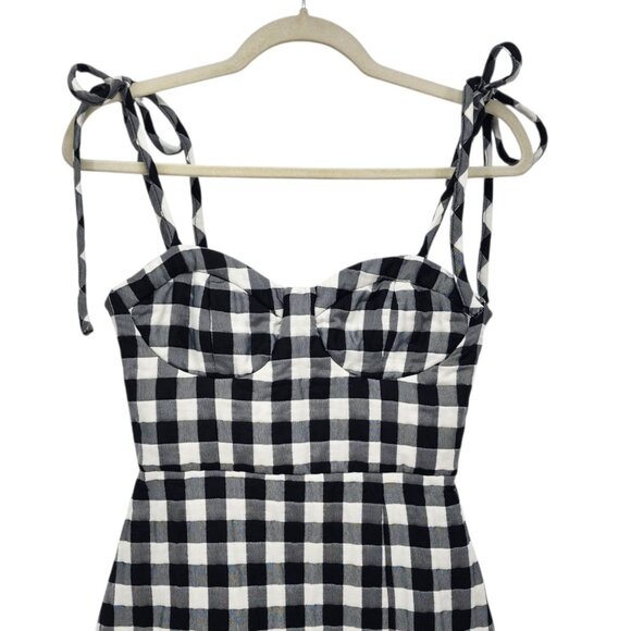LPA Revolve Womens XS Dress Rachele Checker Black White Tie Strap Mini Party - Picture 7 of 12